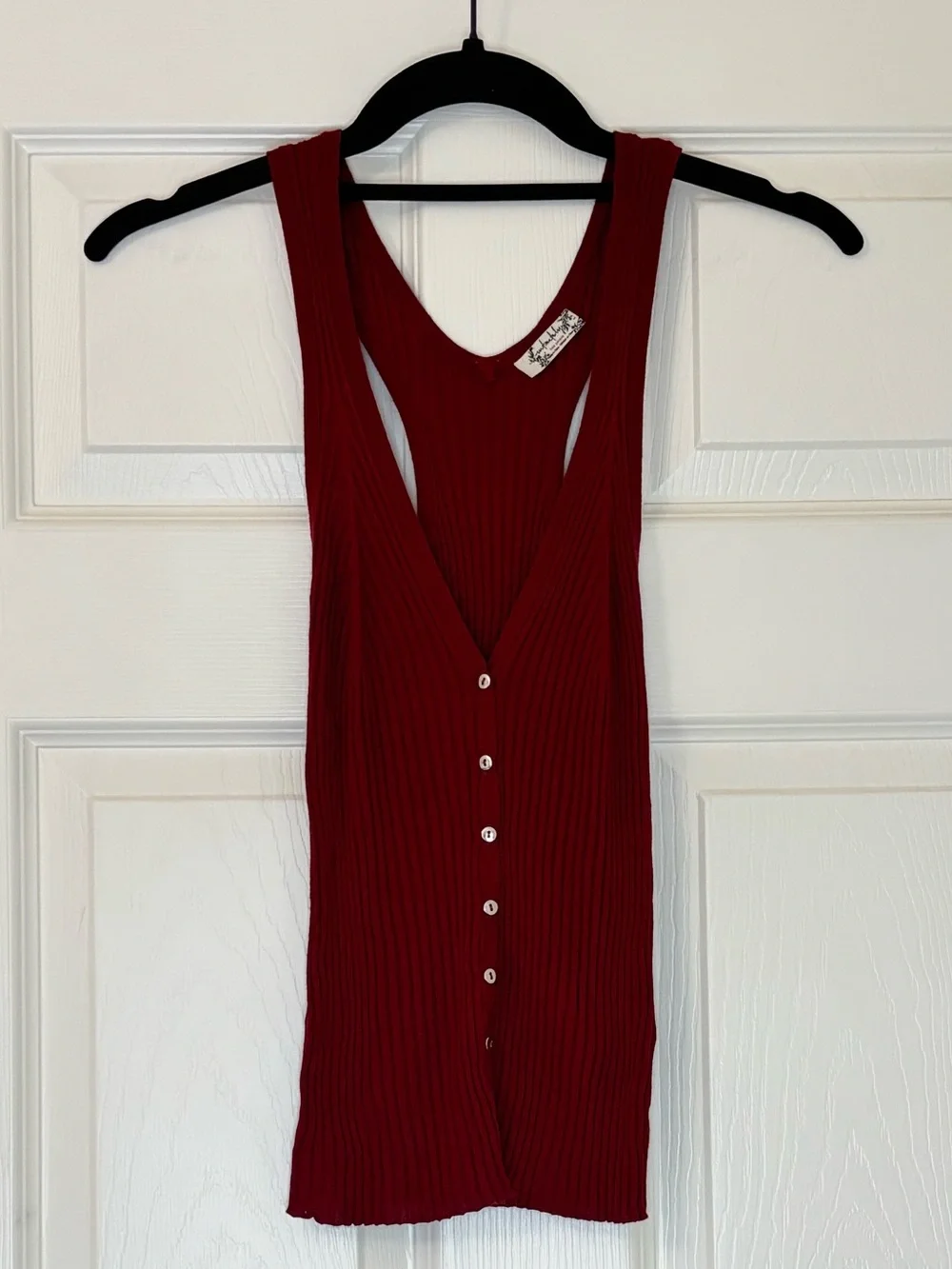 Free People Intimately Button Down Ribbed V Neck Racerback Tank Top - Picture 1 of 6